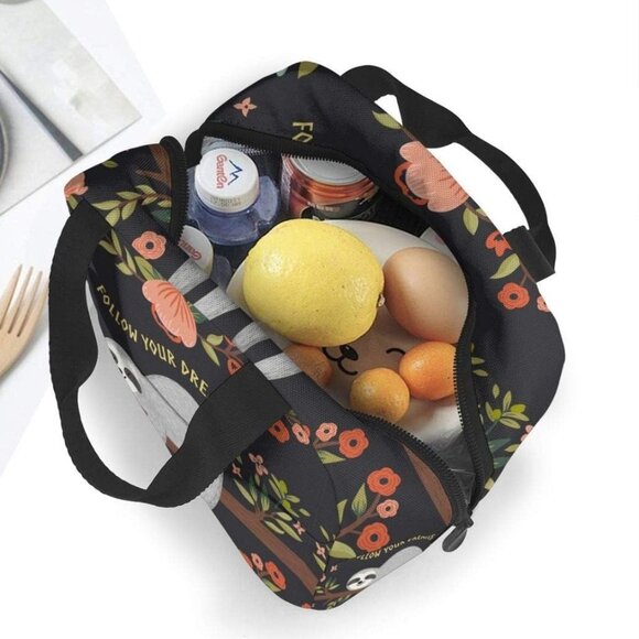 🔥3/$42 w FREE SHIPPING🔥  Lunch Bag Cooler Bag Sloths "Follow your dreams" - Picture 4 of 5